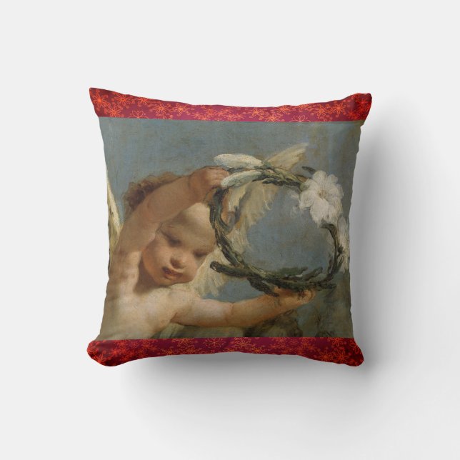 VINTAGE THROW PILLOW WITH ANGEL (Front)