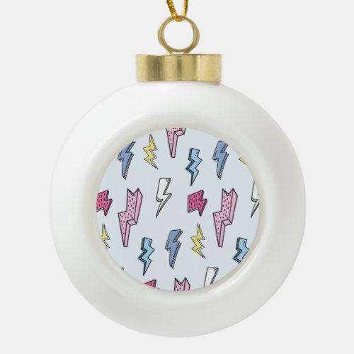Vintage Thunder Seamless Illustration Ceramic Ball Christmas Ornament