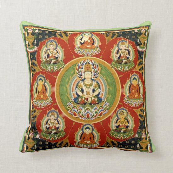 Vintage Tibetan Tantric Buddhism Buddha Mandala Throw Pillow