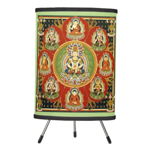 Vintage Tibetan Tantric Buddhism Buddha Mandala Tripod Lamp