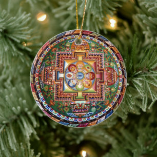 Vintage Tibetan Tantric Buddhism Mandala Ceramic Ornament