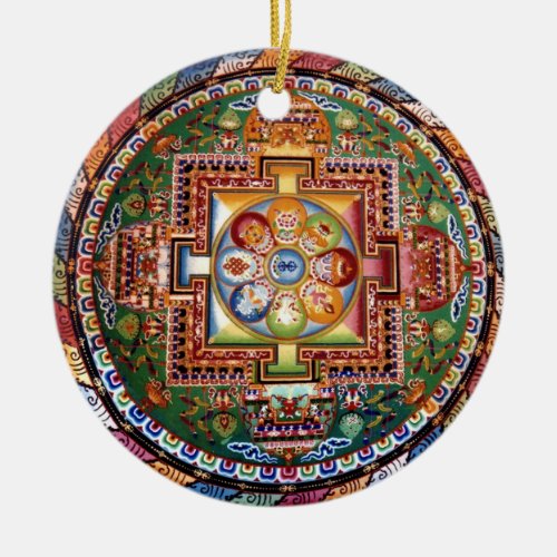Vintage Tibetan Tantric Buddhism Mandala Ceramic Ornament