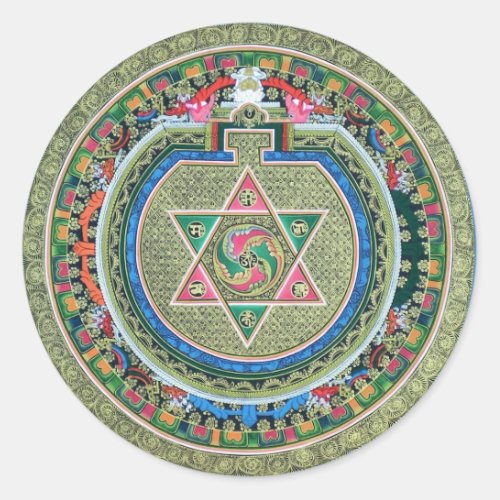 Vintage Tibetan Tantric Buddhism Mandala Classic Round Sticker