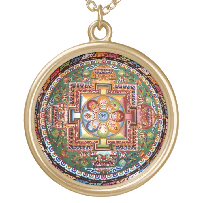 OM Mandala Pendant Tantric Buddha Tibetan Healing Lotus Flower Buddhist Necklace