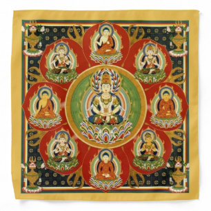Vintage Tibetan Tantric Buddhism Mandala Thangka Bandana