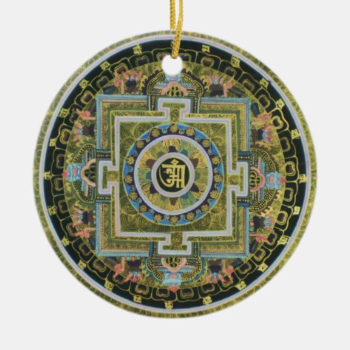 Vintage Tibetan Tantric Buddhism Mandala Thangka Ceramic Ornament