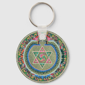 Vintage Tibetan Tantric Buddhism Mandala Thangka Keychain
