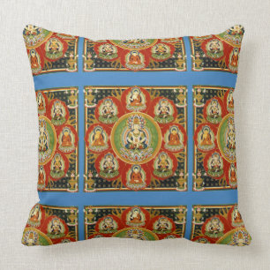 Vintage Tibetan Tantric Buddhism Mandala Throw Pillow