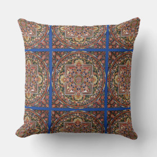 Vintage Tibetan Tantric Buddhism Mandala Throw Pillow