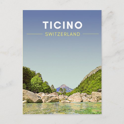 Vintage Ticino Switzerland Travel Postcard