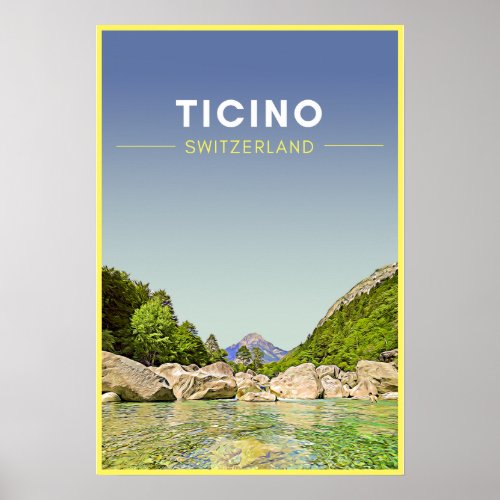 Vintage Ticino Switzerland Travel Poster