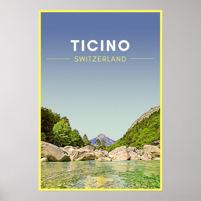 Vintage Ticino Switzerland Travel Poster (Front)