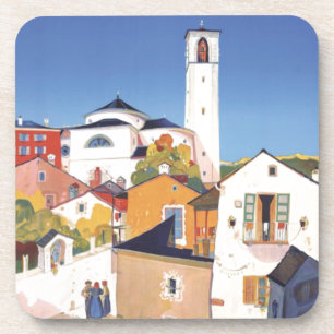 Vintage Ticino Tessin Canton Switzerland Beverage Coaster