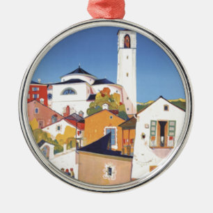 Vintage Ticino Tessin Canton Switzerland Metal Ornament
