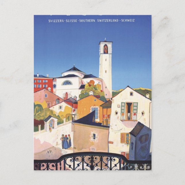 Vintage Ticino Tessin Canton Switzerland Postcard (Front)