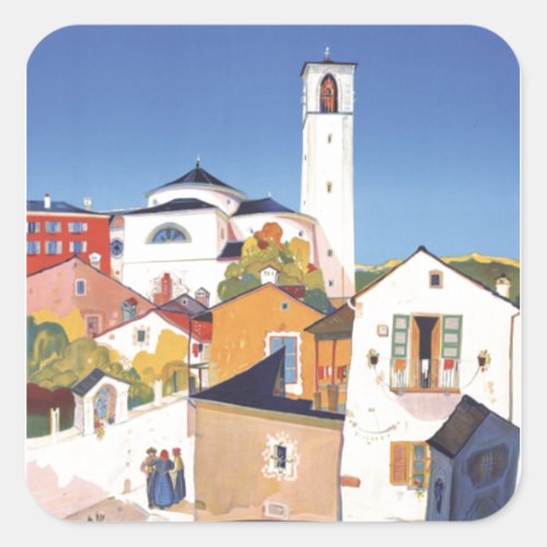 Vintage Ticino Tessin Canton Switzerland Square Sticker