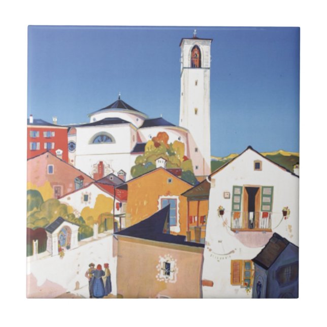 Vintage Ticino Tessin Canton Switzerland Tile (Front)