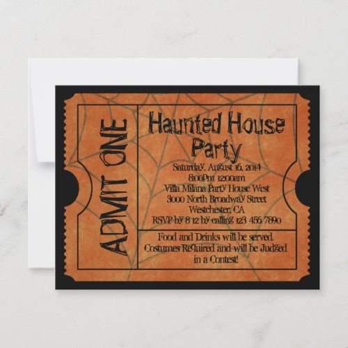 Vintage Ticket Haunted House Halloween Invitation