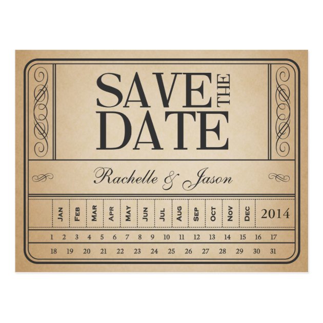 Vintage Ticket II -- Save The Date Punch Out Postcard