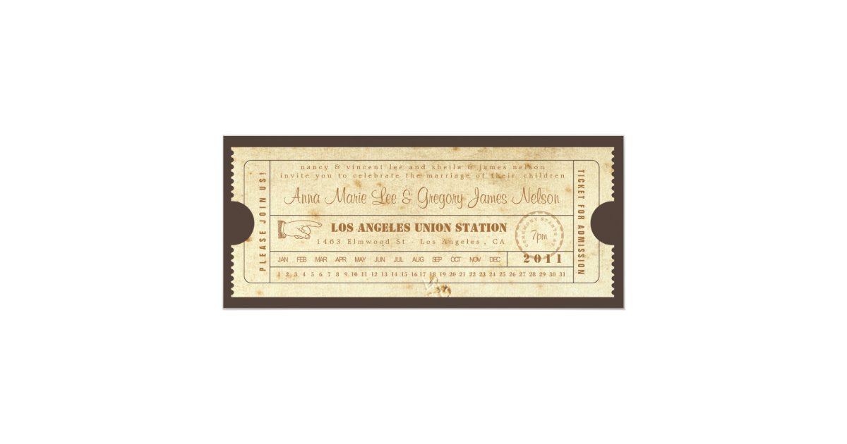 Vintage Ticket Invitation Punch Card