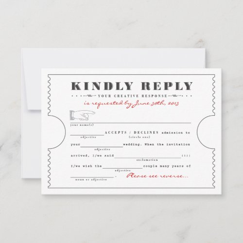 Vintage Ticket Libs Response Card