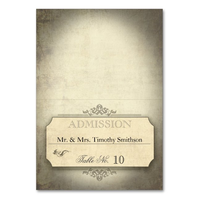 Vintage Ticket Name Place Cards (Front)