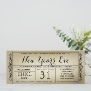 Vintage Ticket New Year's Eve Party Invitations