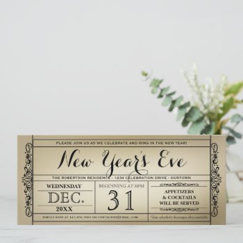 Vintage Ticket New Year's Eve Party Invitations by reflections06 at Zazzle