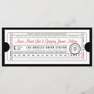 Vintage Ticket Punch Card Invitation in Black