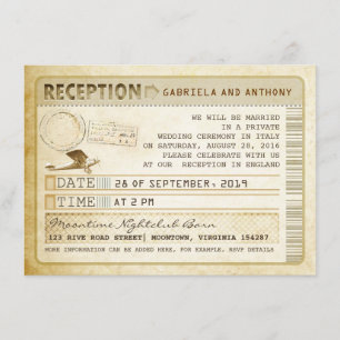 vintage ticket reception invitation