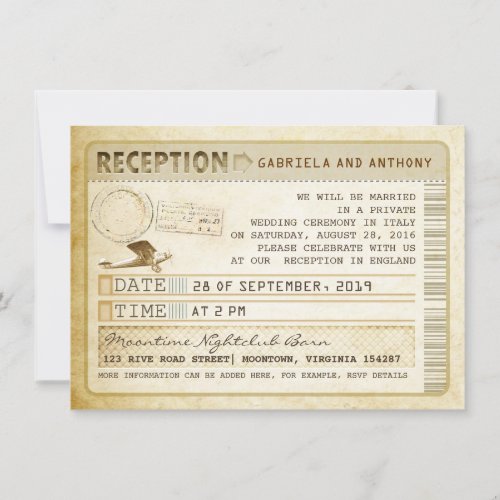 vintage ticket reception invitation