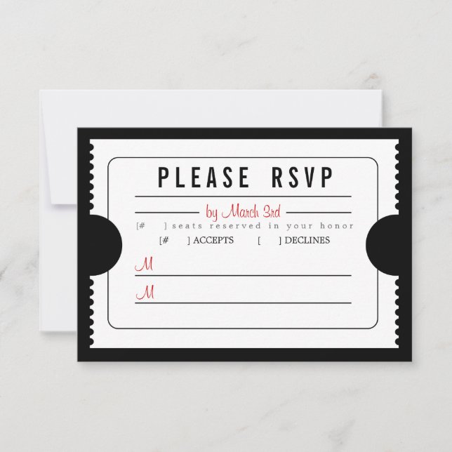 Vintage Ticket RSVP in Black Card (Front)