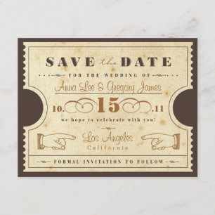 Vintage Ticket Save the Date
