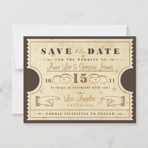 Vintage Ticket Save the Date