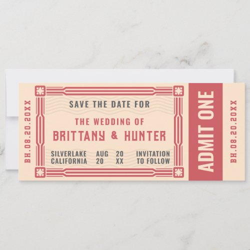 Vintage Ticket Save the Date