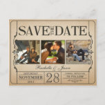 Vintage Ticket Save The Date -- 3 Images 2.0 Announcement Postcard at Zazzle