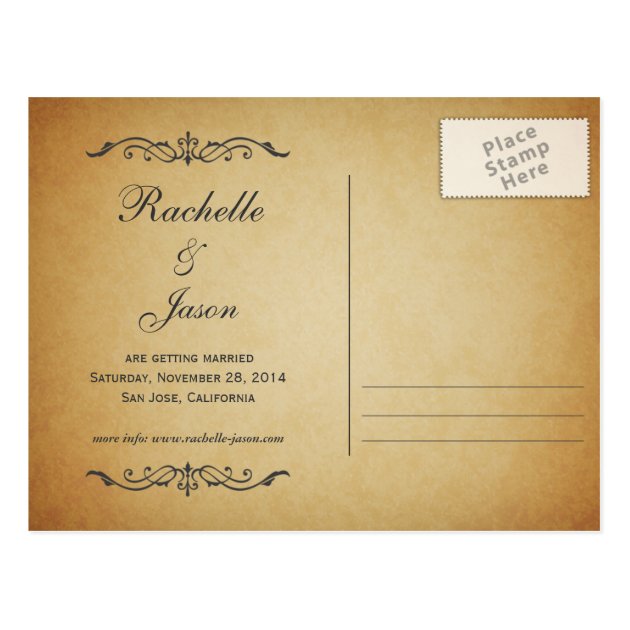 Vintage Ticket Save The Date -- 3 Images 2.0 Postcard