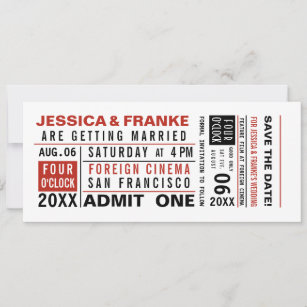 Vintage Ticket Save the Date or Invitation