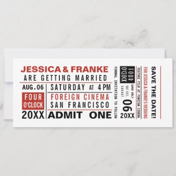 Vintage Ticket Save The Date Or Invitation by beckynimoy at Zazzle