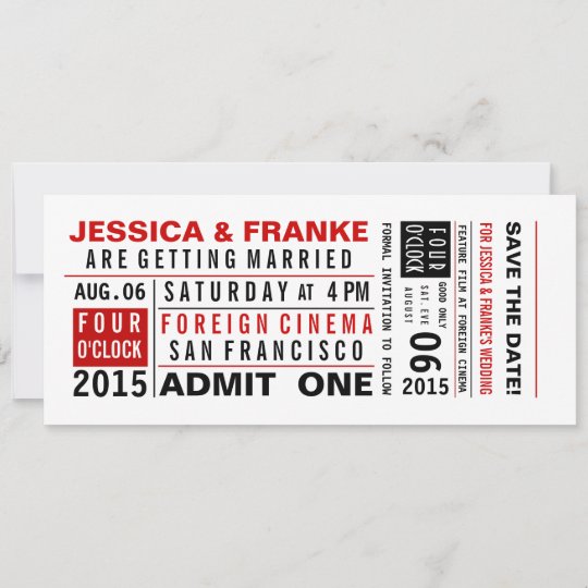 Vintage Ticket Save The Date Or Invitation