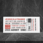 Vintage Ticket Save the Date or Invitation<br><div class="desc">Vintage inspired ticket as wedding save the date or wedding invitation.  red and black on paper. more paper options available.</div>