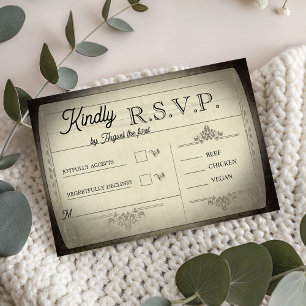 Vintage Ticket Style Wedding RSVP