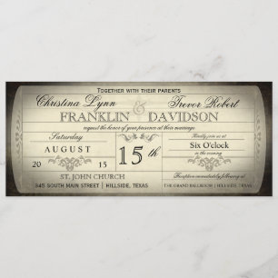 Vintage Ticket Wedding Invitation