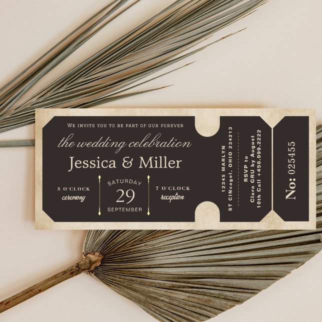 Vintage Ticket Wedding Invitation (Creator Uploaded)