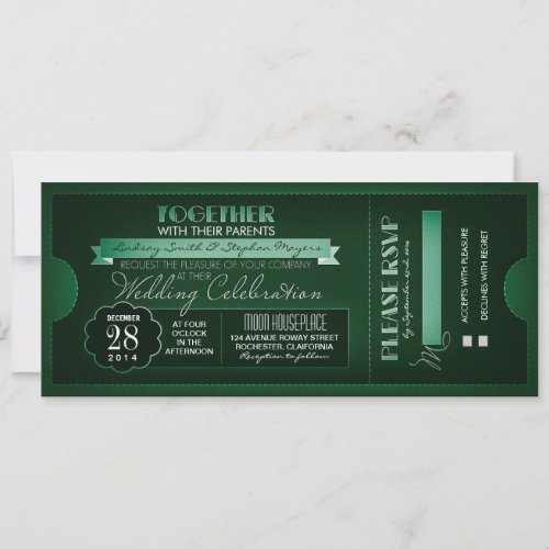 vintage ticket wedding invitations