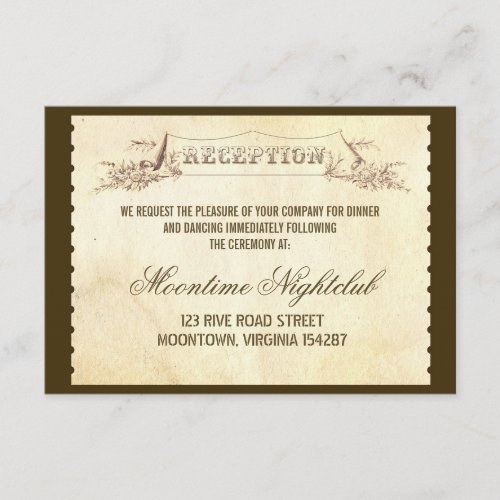 vintage ticket wedding reception design invites