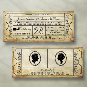 Vintage Ticket Wedding Rehearsal Dinner Invitation