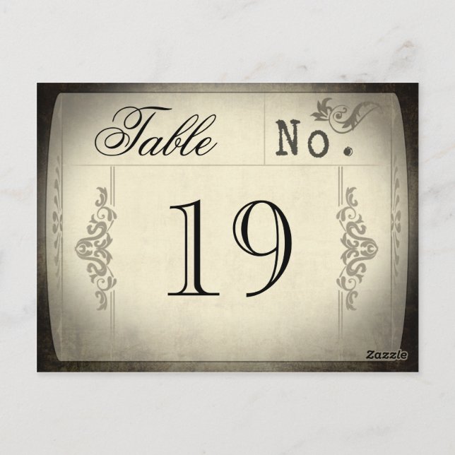 Vintage Ticket Wedding Table Numbers (Back)