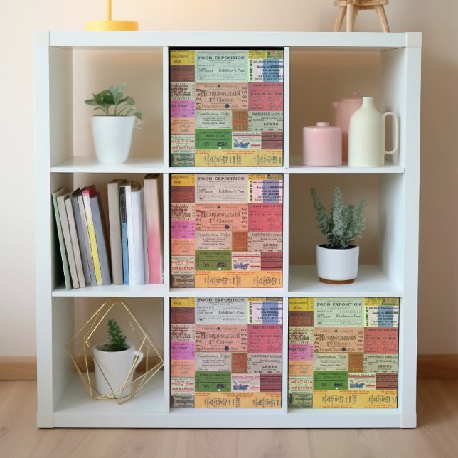 Vintage Tickets Collage Decoupage Wrapping Paper (This is a mockup, your design may appear larger or smaller depending on your furniture size.)