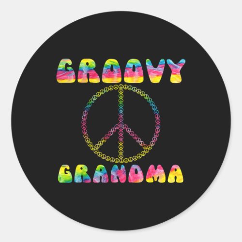 Vintage Tie Dye Peace Sign Groovy Grandma Gift  Classic Round Sticker